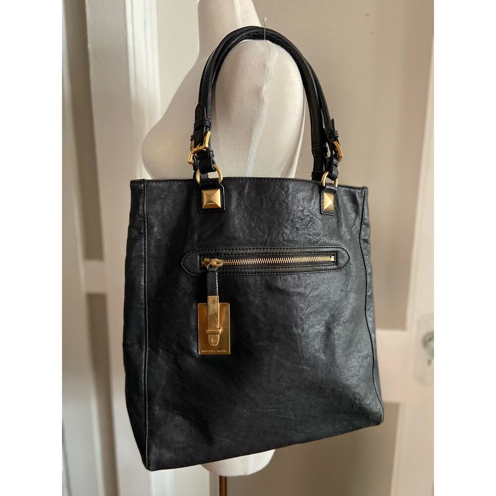MICHAEL by Michael Kors Large Black Leather Shoulder Bag